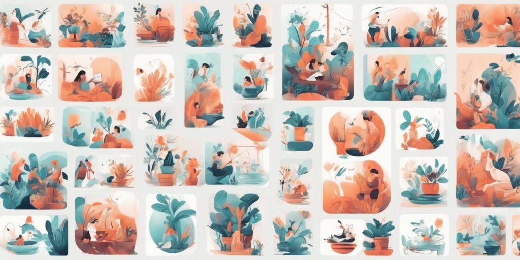 Stories in illustration style with gradients and white background