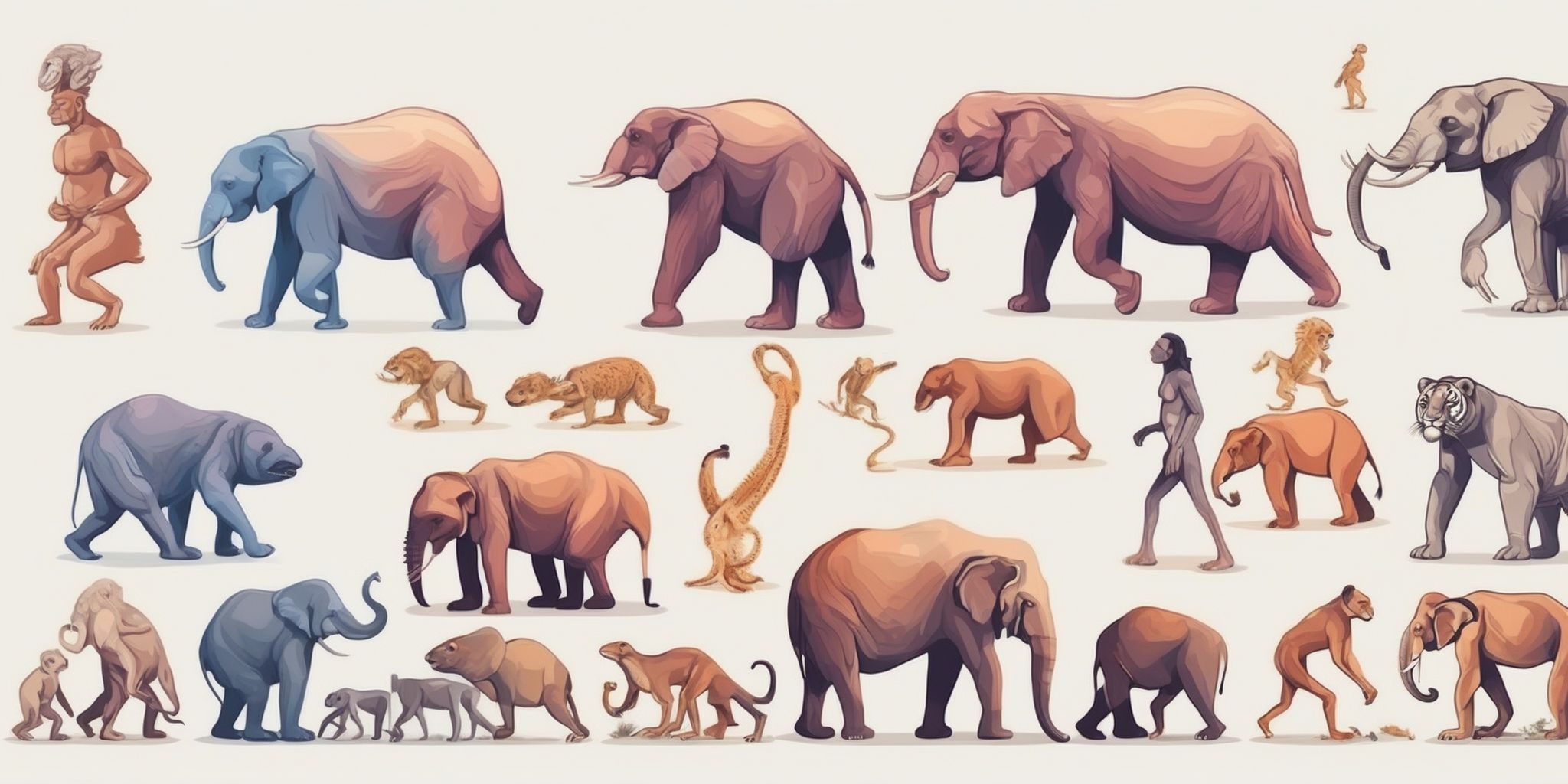 Evolution in illustration style with gradients and white background