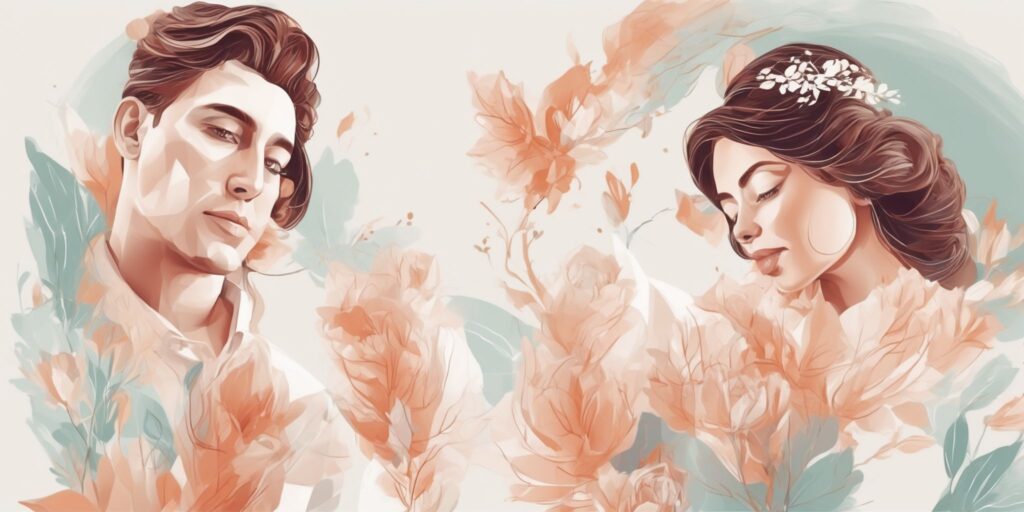 Engagement in illustration style with gradients and white background