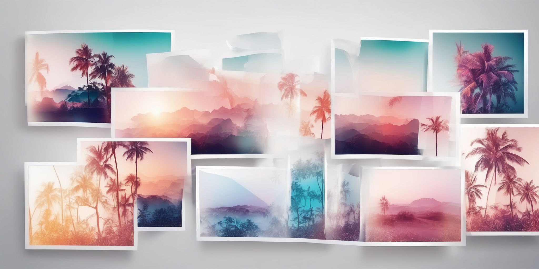 glossy photographs in illustration style with gradients and white background