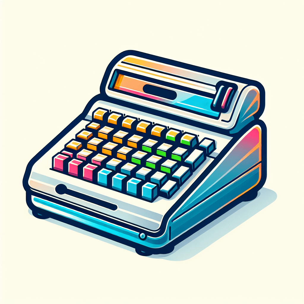 Cash register in illustration style with gradients and white background
