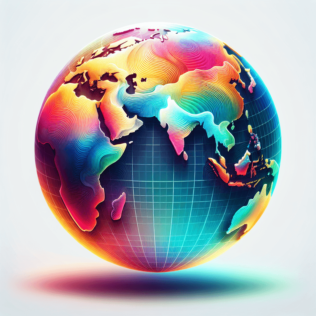 Globe in illustration style with gradients and white background