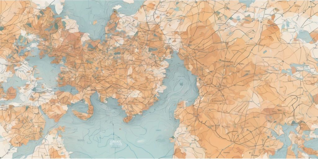 Map in illustration style with gradients and white background