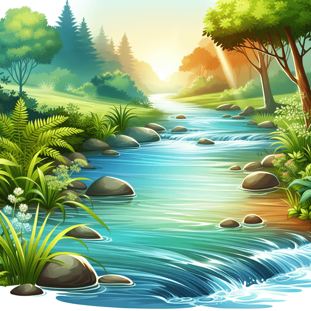 Stream in illustration style with gradients and white background